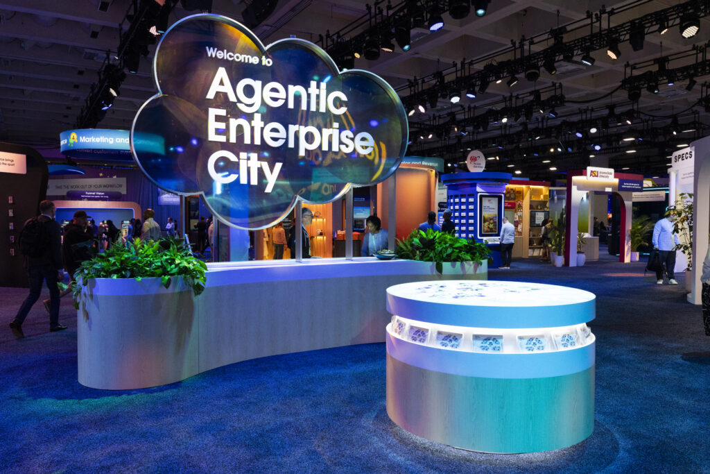 Agentic Enterprise City signage at the Dreamforce 2026 campground