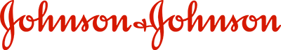 Johnson and Johnson logo in red, the American pharmaceutical company